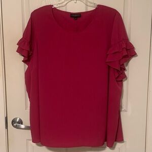 Lane Bryant Women's Pink Ruffle Sleeve Top
